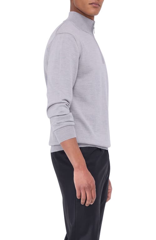 Bugatchi Merino Wool Quarter Zip Pullover In Platinum