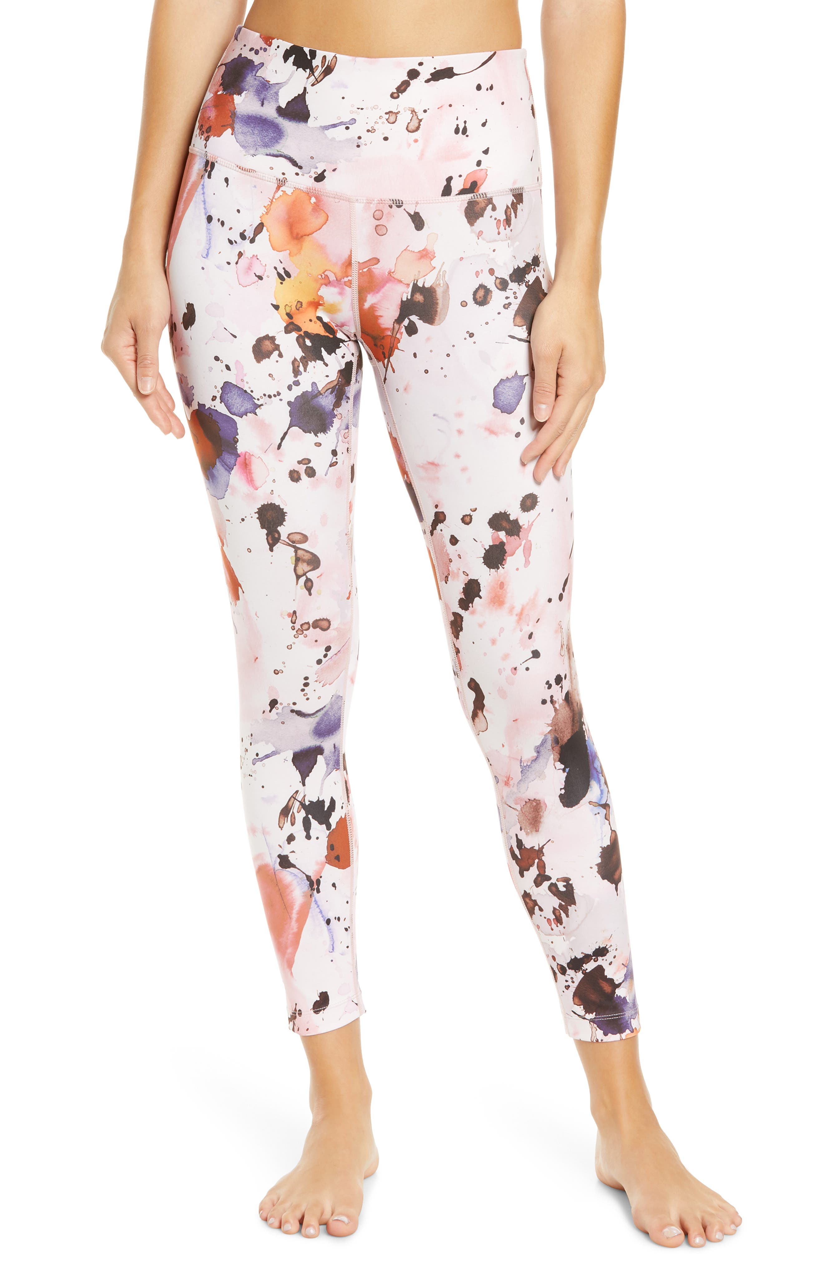 ZELLA Studio Lite High Waist Print 7/8 Leggings, Main, color, PINK PRIMROSE MAZZY TEXTURE