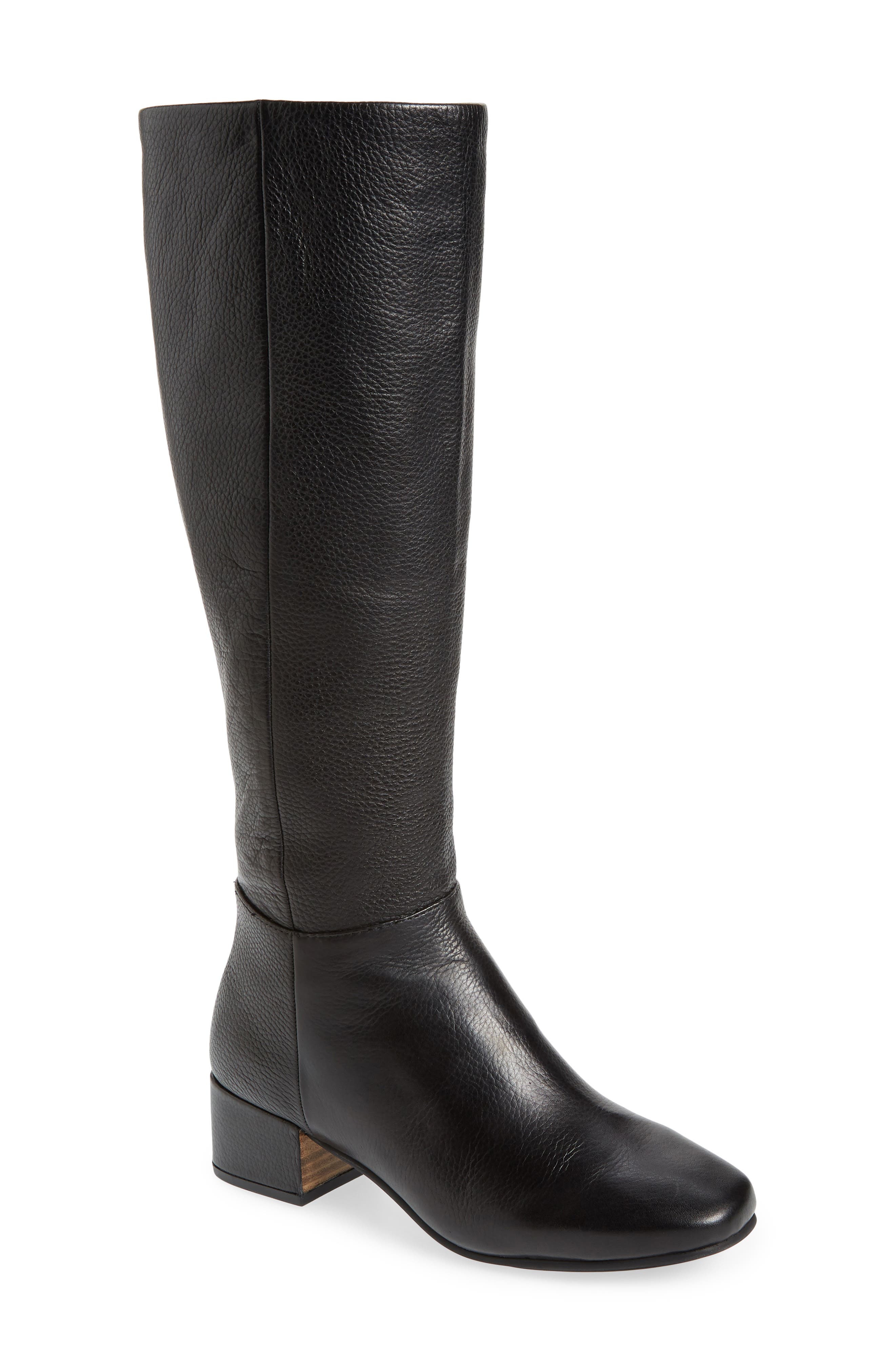Ella Tall Leather Block Heel Boot 