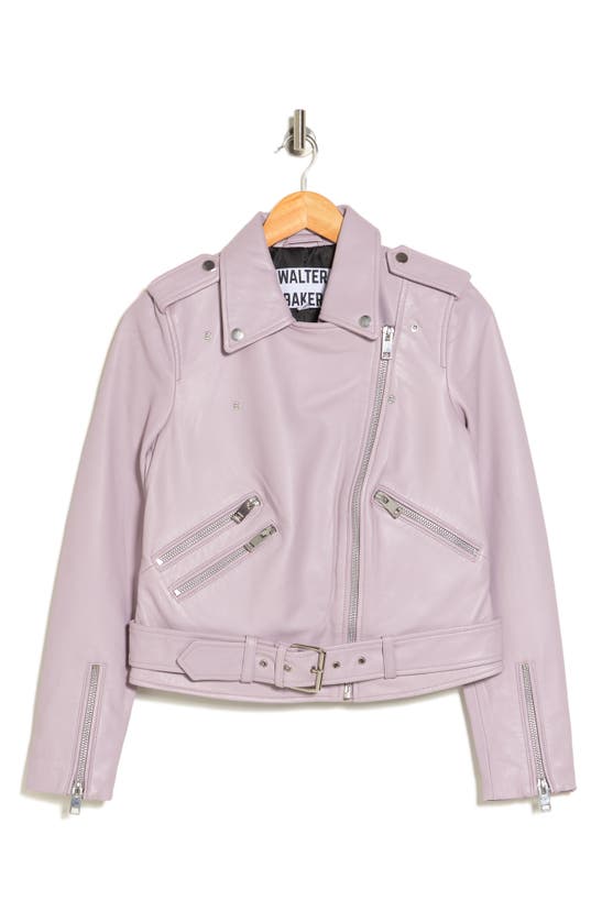 Shop Walter Baker Allison Leather Moto Jacket In Lavender