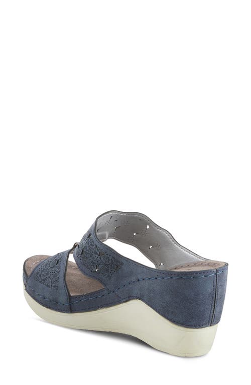 Flexus By Spring Step Dreiser Platform Wedge Slide Sandal In Navy