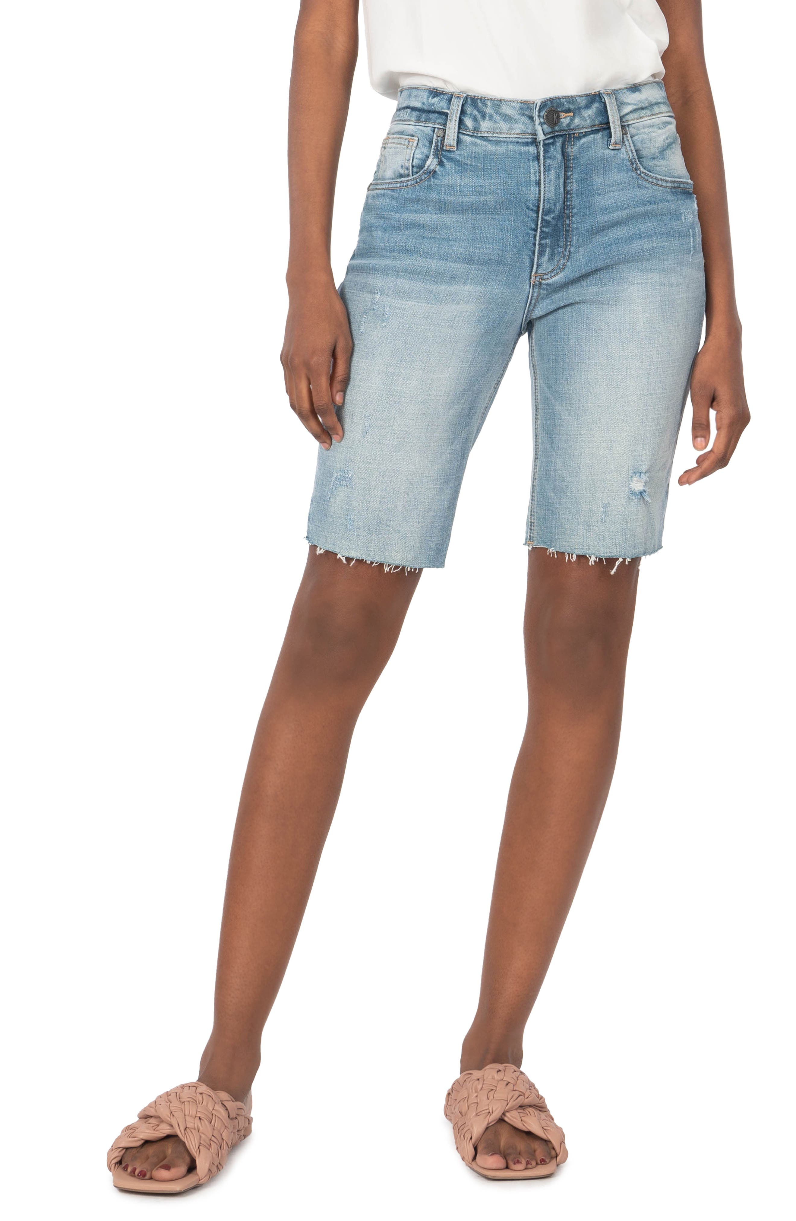 women's distressed bermuda jean shorts