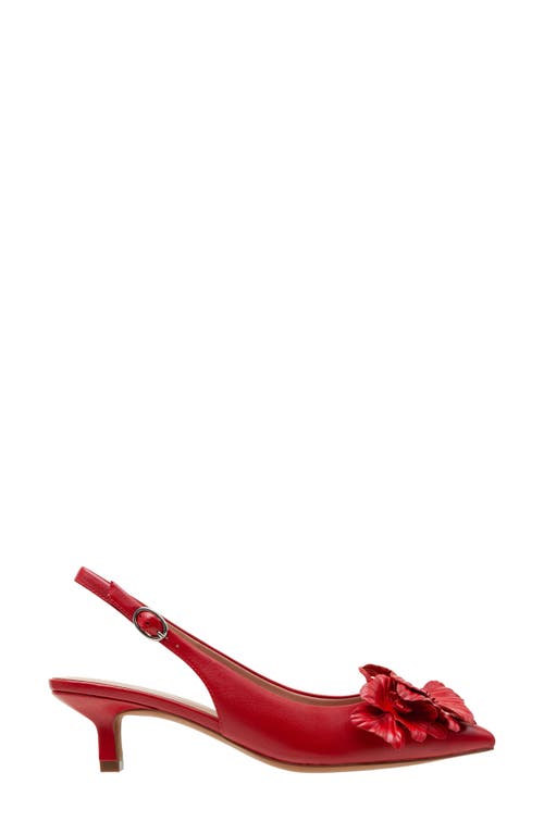 Linea Paolo Castiel Slingback Pointed Toe Kitten Heel Pump In Lipstick Red