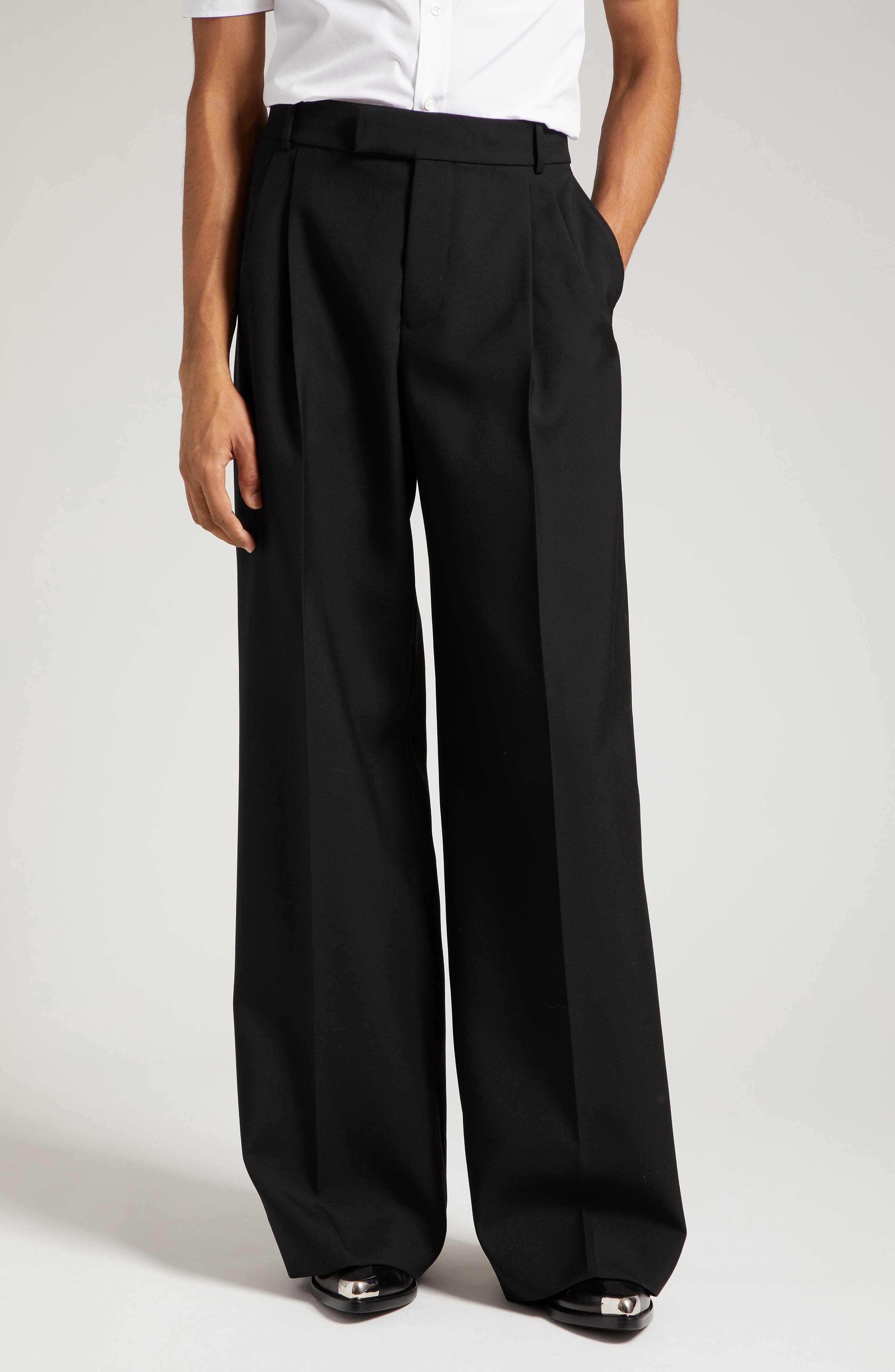 Oversize Pleated Baggy Wool Trousers