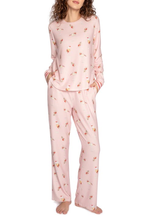 PINK Victoria's Secret I only sleep in pink thermal pj pajama snowflakes  pants holidays xmas in pink and white size XS.