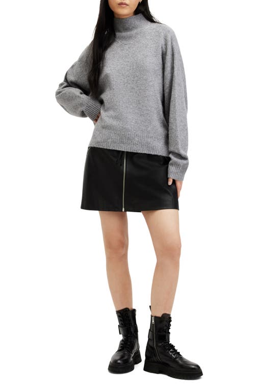 Allsaints Asha Oversize Mock Neck Sweater In Grey Marl
