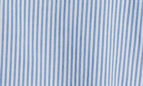 Shop Beachlunchlounge Stripe Cotton & Modal Button-up Shirt In Liberty Blue