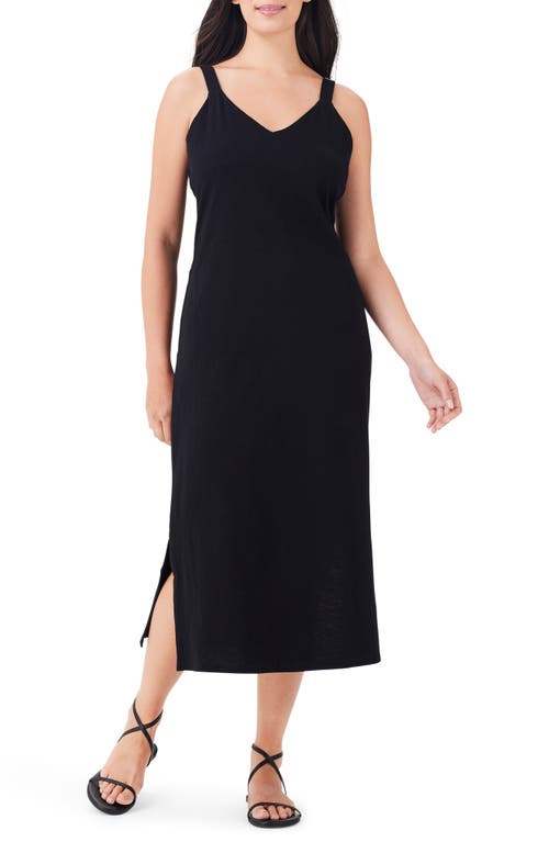 Cotton Knit Midi Dress in Black Onyx