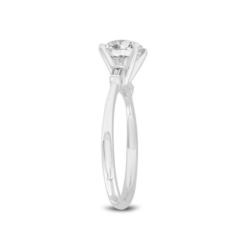 Asany Love Grown Collection 14k White Gold Round Cut Lab Grown Diamond 3 Stone Engagement Ring In 14k White Gold