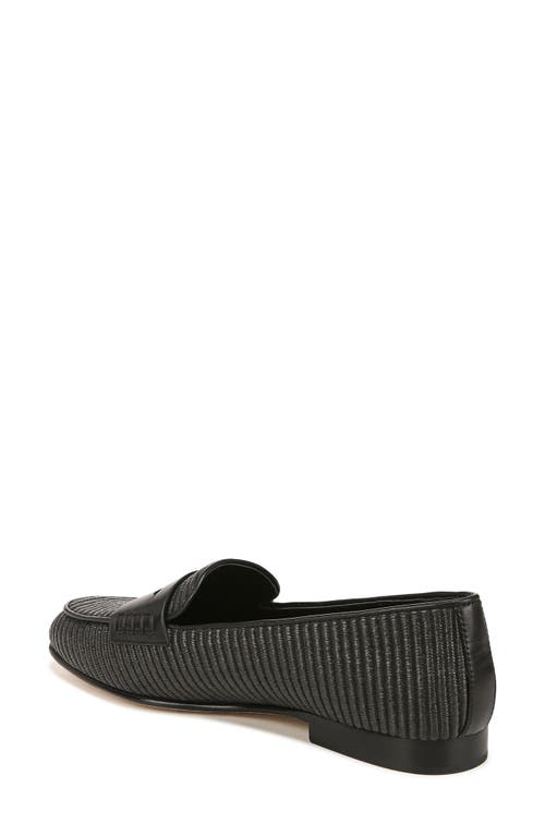 Veronica Beard Raffia Leather Slip-on Penny Loafers In Black/black