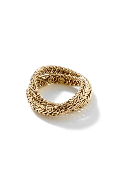 Men's Wide Braided Silver Ring - Spiral Path