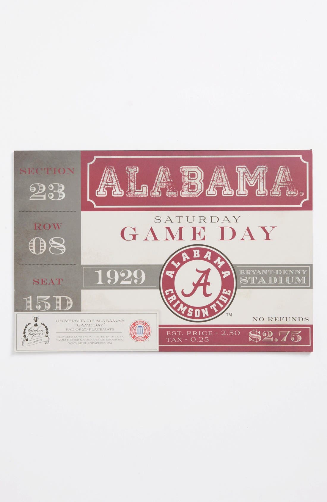 Kitchen Papers by Cake 'Vintage Ticket Alabama' Paper Placemat Pad