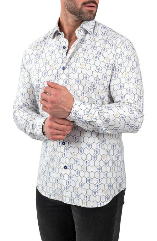 Maceoo Fibonacci Bumblegon White Contemporary Fit Button-up Shirt In White