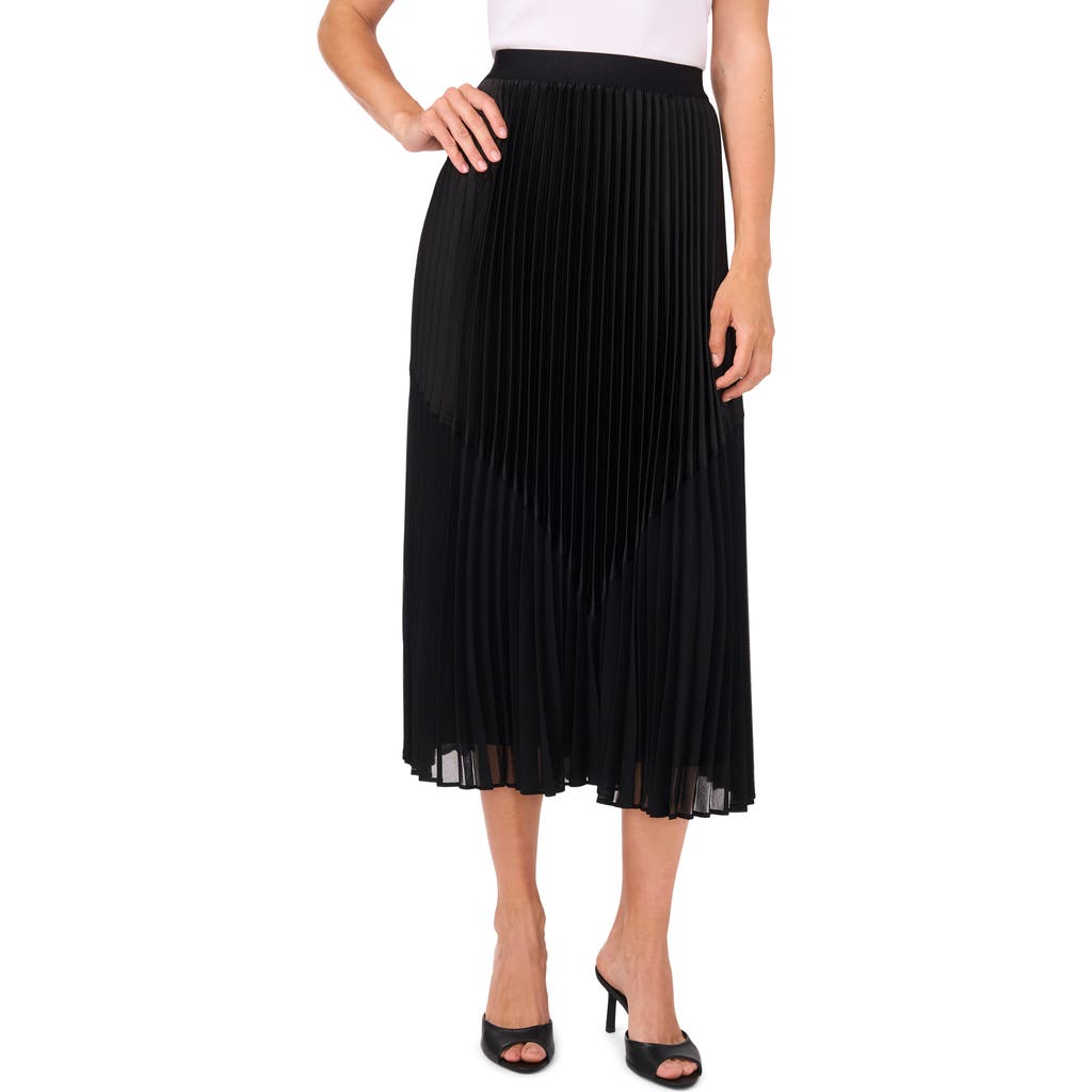 Halogenr Halogen(r) Pleated Mixed Media Skirt In Rich Black