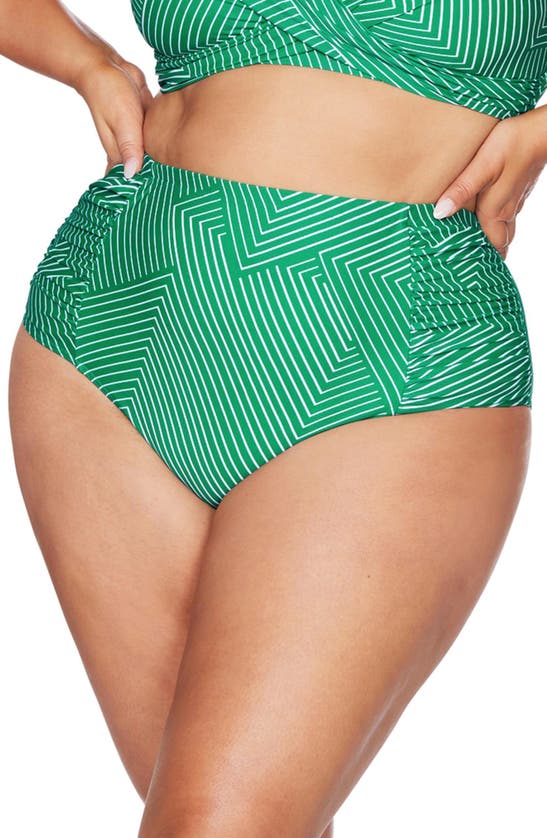 Shop Artesands Linear Perspective Botticelli Bikini Bottoms In Green