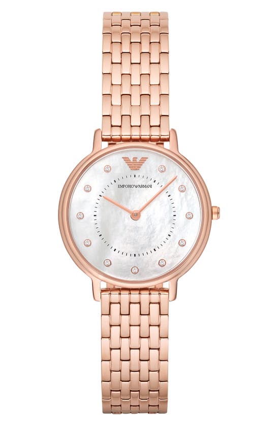 Shop Emporio Armani Mother Of Pearl Dial Bracelet Watch, 32mm In Rose Gold