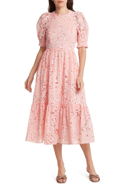 Ted Baker London Esthher Floral Cutout Tiered Dress in Coral