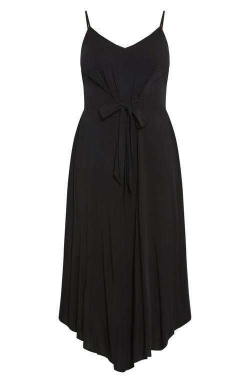 Shop City Chic Sara Tie Waist Sleeveless Jumpsuit In Black