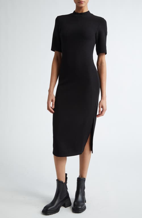 Moncler Cut & Sew Short Sleeve Midi Dress Black at Nordstrom,
