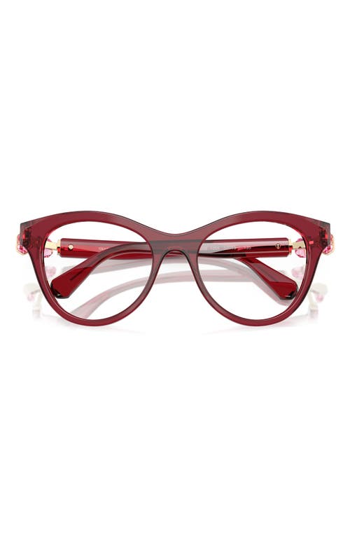 Swarovski 52mm Round Optical Glasses In Burgundy