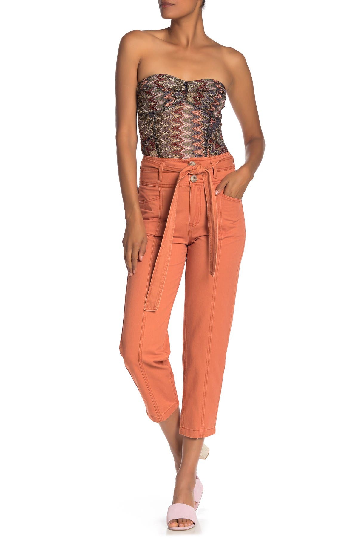 tie front high waisted pants