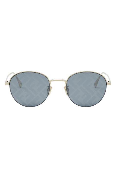 The Fendi Travel 52mm Mirrored Round Sunglasses