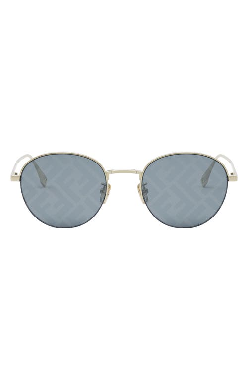 'Fendi Travel 52mm Mirrored Round Sunglasses in Gold /Blue Mirror at Nordstrom