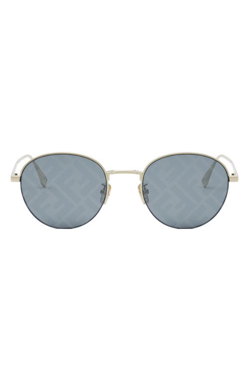 Fendi The  Travel 52mm Mirrored Round Sunglasses In Green