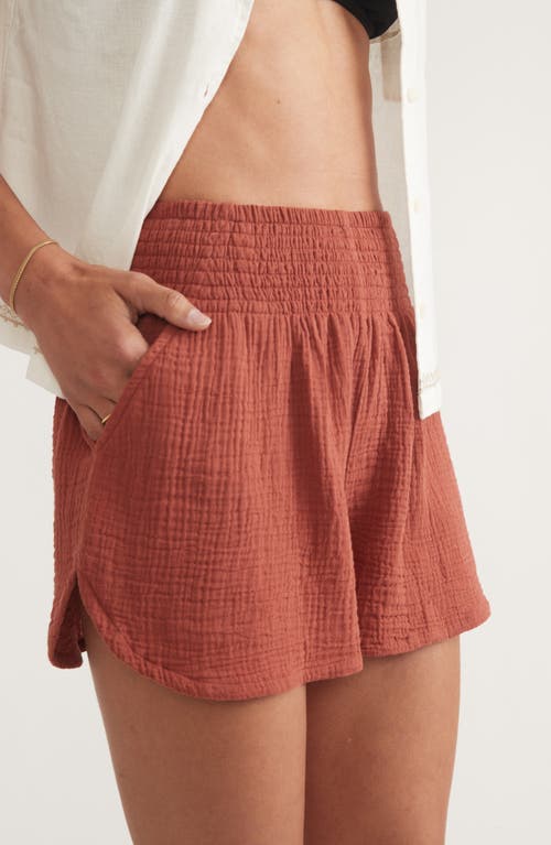MARINE LAYER MARINE LAYER CORINNE SMOCKED DOUBLE CLOTH COTTON SHORTS 