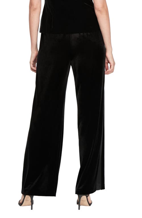 Alex Evenings Tuxedo Stripe Velvet Pants In Black