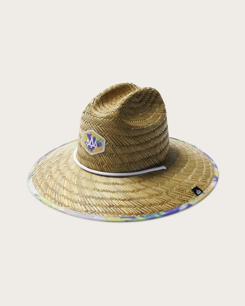Hemlock Dylan Big Kids Straw Lifeguard Hat In Purple & Green Tie-dye