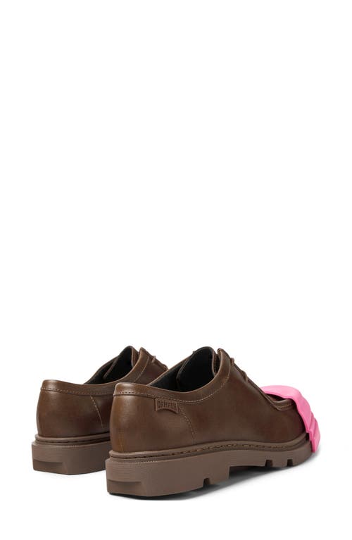 Camper Junction Contrasting-toecap Brogues In Medium Brown/pink