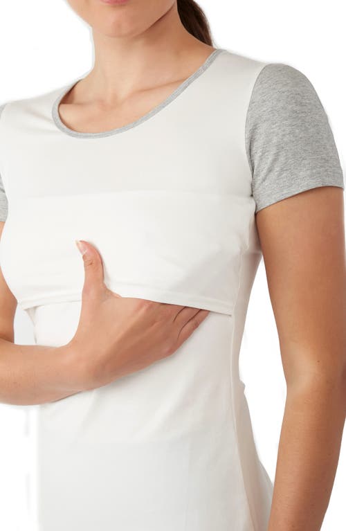 Modern Eternity Maternity/nursing Tee In Eggshell/greymix Melange