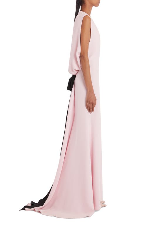 Shop Valentino Open Back Silk Cady Gown In Taffy/nero