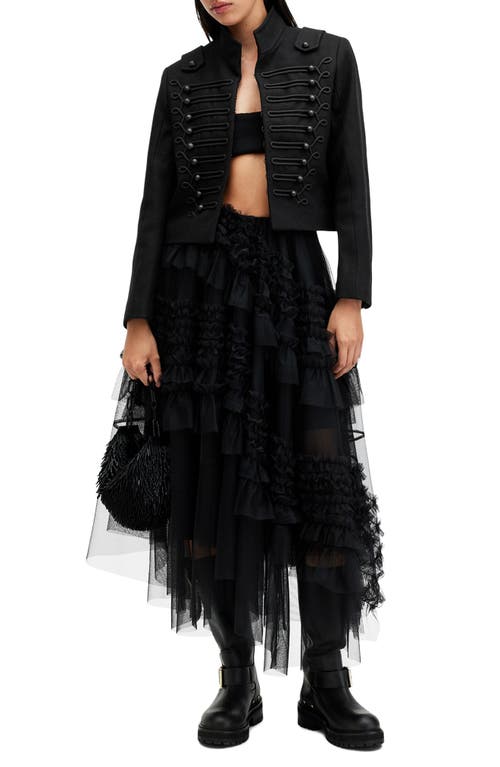 Allsaints Rummy Double Breasted Wool Blend Jacket In Black