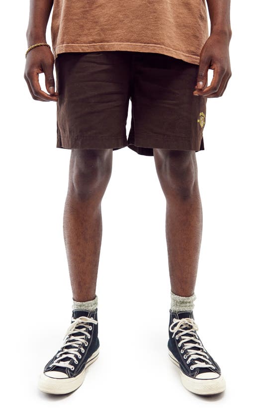 Bdg Urban Outfitters Stripe Cotton Twill Shorts In Chocolate