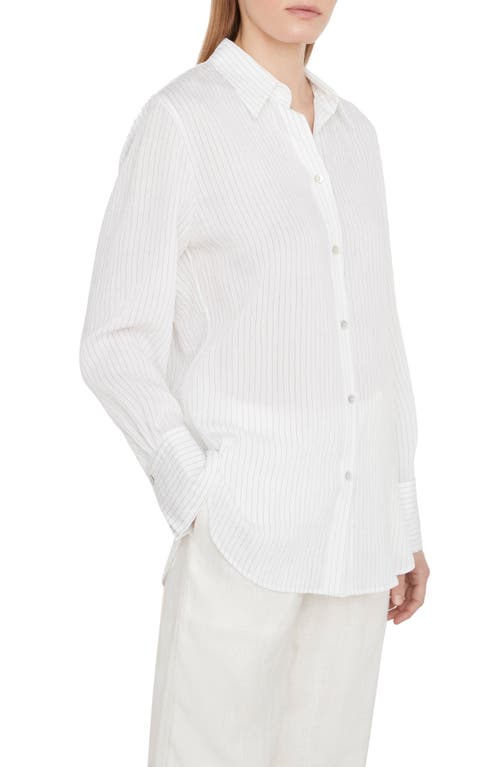Shop Vince Pinstripe Shirt In Optic White/black St