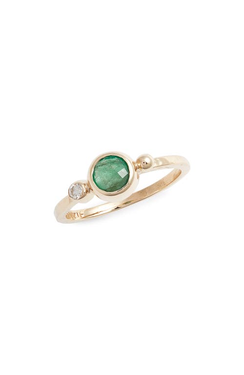 Anzie Dew Drop Bonheur Ring In Emerald/white