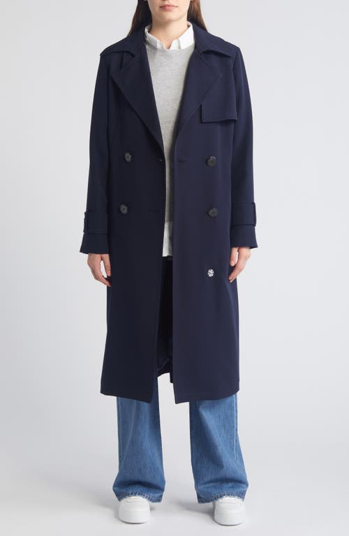 Shop Sam Edelman Double Breasted Belted Trench Coat In Navy