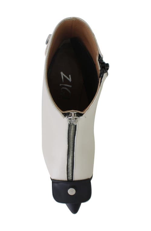 Zigi Renathe Pointed Cap Toe Bootie In Black White Leather