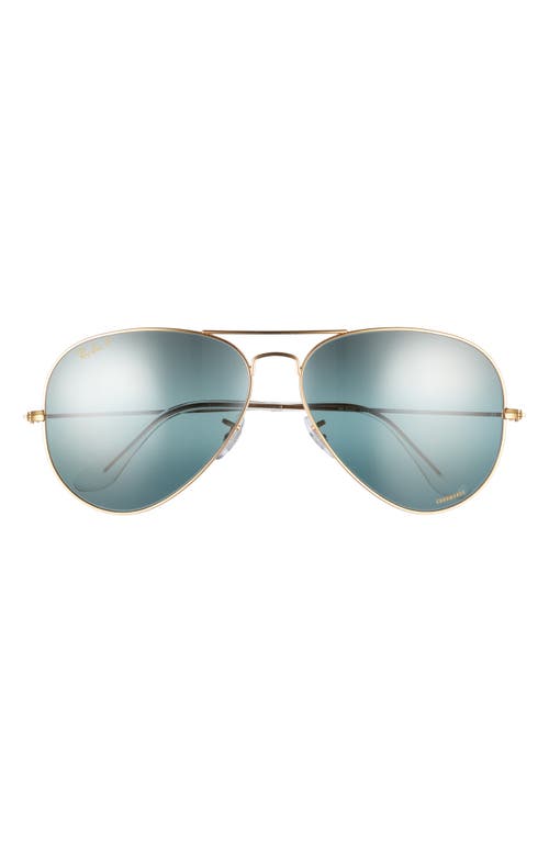 Ray-Ban 62mm Polarized Oversize Pilot Sunglasses in Dark Blue