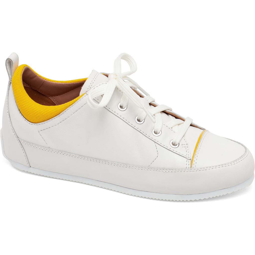Shop Linea Paolo Kristen Sneaker In White/yellow Leather