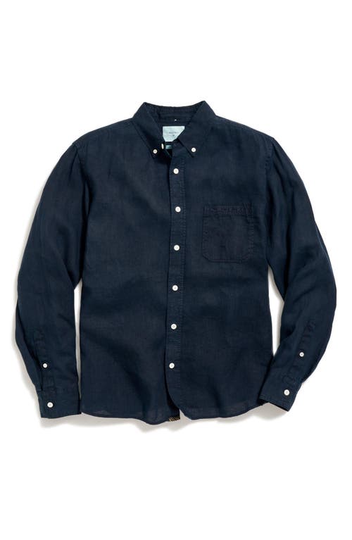 Tuscumbia Standard Fit Linen Button-Down Shirt in Carbon Blue