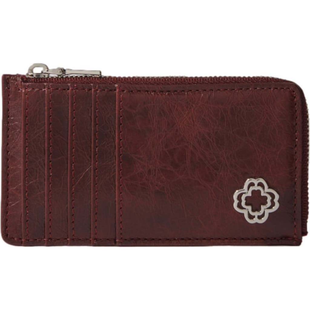 Maje Crackled Leather Cardholder In Burgundy