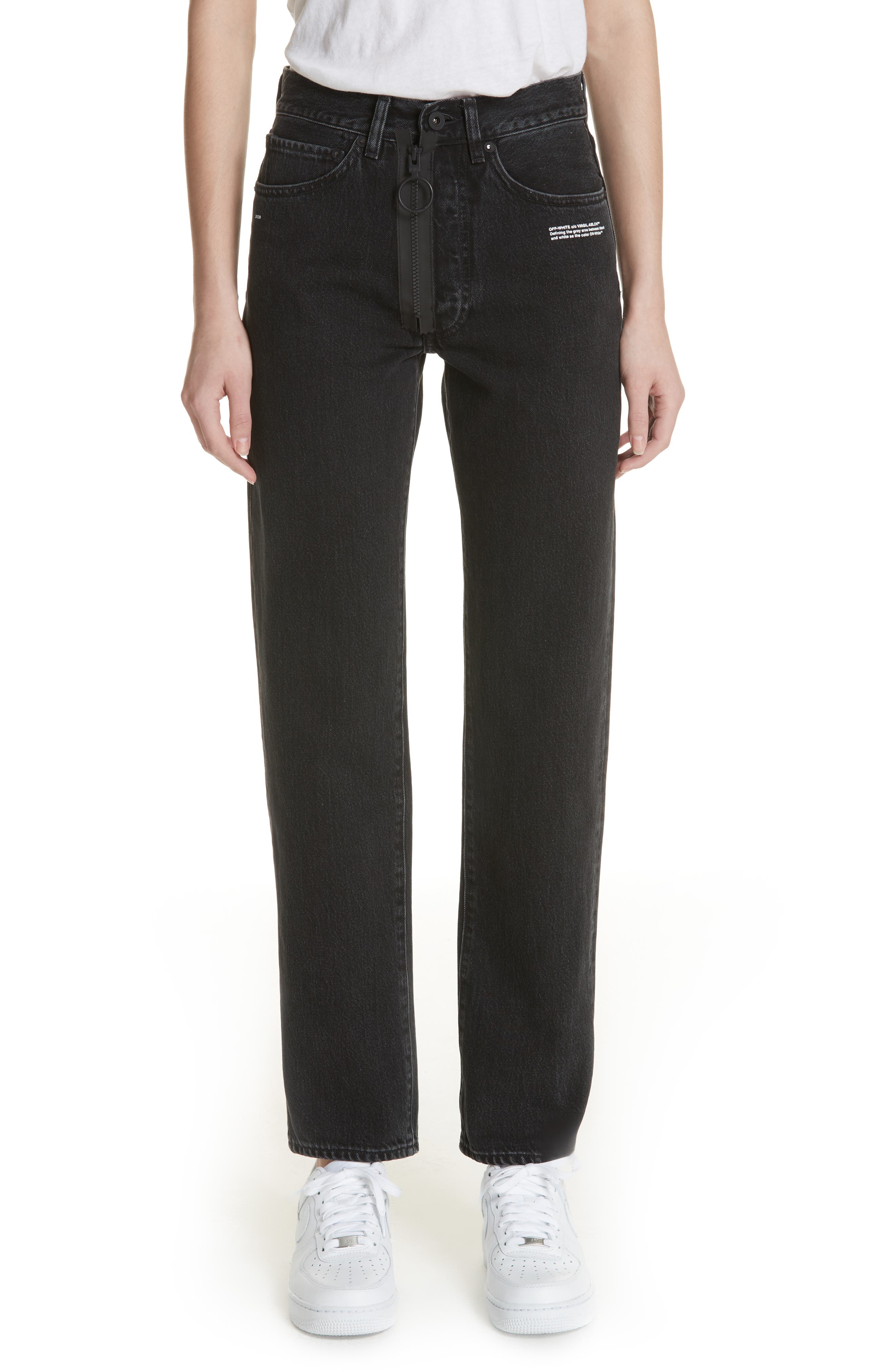 off white straight leg jeans