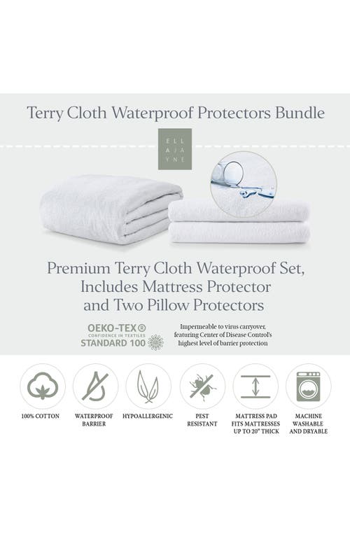 Ella Jayne Home Cotton Terry Cloth Waterproof Mattress & Pillow Protector Set In White