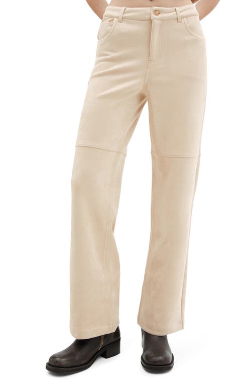 MANGO Faux Suede Flare Pants Light/Pastel Grey at Nordstrom,