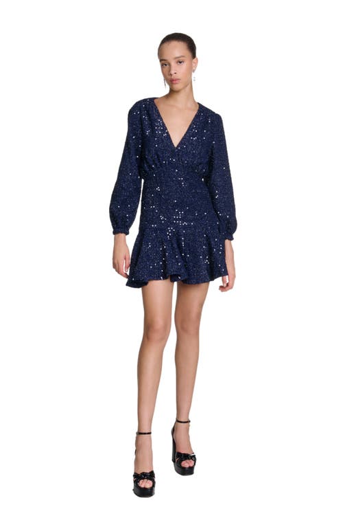 Shop Maje Short Sequin Dress In Navy