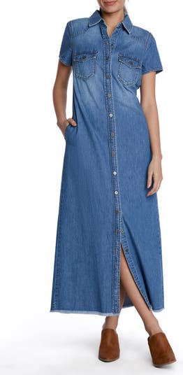 Denim maxi shirt dress best sale