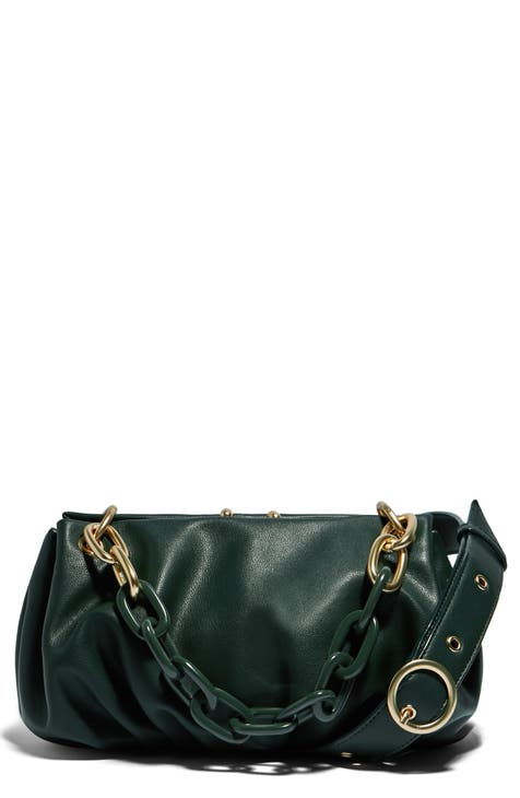 green suede crossbody bag